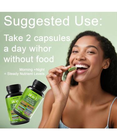 24 in 1 Soursop Graviola Capsules - Herbal Supplement with Shilajit Sea Moss Turmeric Ashwagandha - Vegan Non-GMO 60 Capsules (1) - Buy Online on GoSupps.com