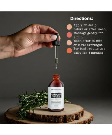 Rosemary Oil for Hair Growth 120ml diluted with natural oils | Castor Argan jojoba Peppermint Coconut tea tree Vitamin E | 100% Veganic Serum for Skin Care Hair Care Non Greasy - Buy Online on GoSupps.com