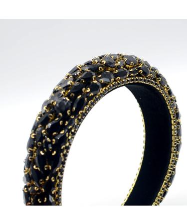 Leemasing Rhinestone Stand Hair Band - Padded Baroque Crystal Fashion for Brides & Parties | Perfect Gift for Weddings & Anniversaries (Black) - Buy Online on GoSupps.com