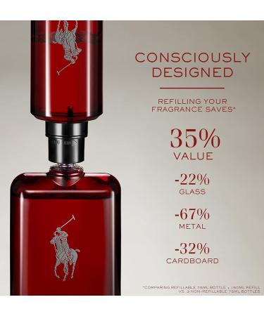 Ralph Lauren - Polo Red - Parfum - Men's Cologne - Refillable Cologne Set - With Absinthe Cedarwood and Musk - Intense Fragrance - 2.5 Fl Oz Bottle & 5.1 Fl Oz Refill - Buy Online on GoSupps.com