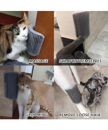 Cat Self Groomer Brushes with Catnip Wall Corner Groomers Soft Grooming Brush Scratcher and Brush for Short Long Fur Cats Softer Massage Toy for Kitten Puppy (2 Pack Grey) - Buy Online on GoSupps.com