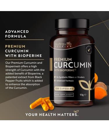 Nutravita Premium Curcumin 95% Curcuminoids with Bioperine - 120 Vegan Capsules - High Strength Turmeric Supplement for Enhanced Absorption - Buy Online on GoSupps.com