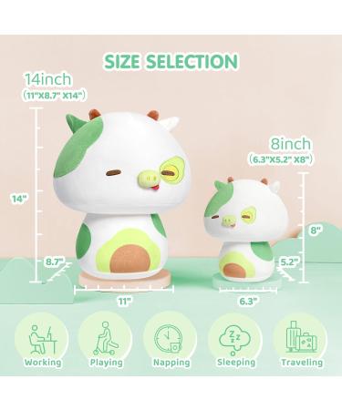 Mewaii 14'' Soft Avocado Cow Mushroom Pillow Stuffed Animal Plush - Cuddly Green Cow Toy for Kids | 14 Inch - Buy Online on GoSupps.com