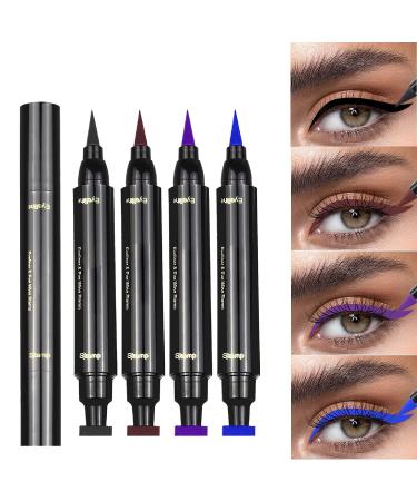 Erinde Winged Eyeliner Stamps Set - 4PCS Cat Eye Face Stamp Pen - Waterproof Smudge-Proof Liquid Eyeliners in Black, Brown, Purple & Blue - Buy Online on GoSupps.com
