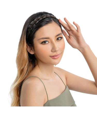 TOECWEGR Braid Headband 3 Strands Synthetic Hair Classic Wig Hair Hoop - Chunky Elastic Hairpiece for Ladies - Buy Online on GoSupps.com