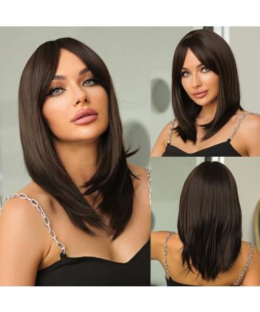 Testar 18 inch brown wigs for black women shoulder the just dark brown wigs of course looking glue -free wigs for the daily party use of girls shoulder length brown - Buy Online on GoSupps.com