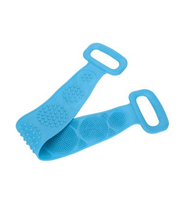 Bath Body Brush Silicone Back Scrubber for Shower Silicone Towel with Exfoliating Long Double Side Bath Strap Easy to Clean Back Massage for Women Men (Blue)