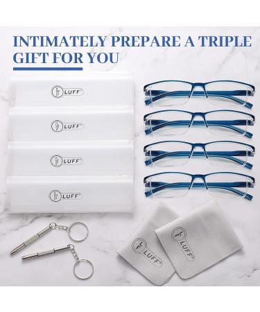LUFF 4Pcs Anti-Blue Ray Reading Glasses - Portable Ultralight 1.25X Readers for Eye Protection - Buy Online on GoSupps.com