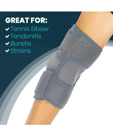 Vive Elbow Brace - Compression Sleeve for Tennis & Golfers - Support Strap for Tendonitis & Epicondylitis - Gray Standard - Buy Online on GoSupps.com