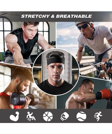 Vsiopy Men's Non Slip Running Headband 6-Pack - Moisture Wicking & Adjustable Workout Sweatbands in Black and Grey - Buy Online on GoSupps.com