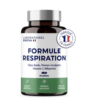 BREATHING FORMULA | Food supplement | Thyme sacred basil leaf plantain eucalyptus St. John's wort | Pollen | Soothes Thins | 60 Capsules | Made in France