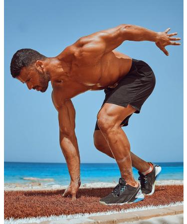 Lempue 2 Pack Men's Athletic Shorts - Quick Dry Gym Workout Shorts with Pockets - Dark Grey+Black - Size Medium - Buy Online on GoSupps.com