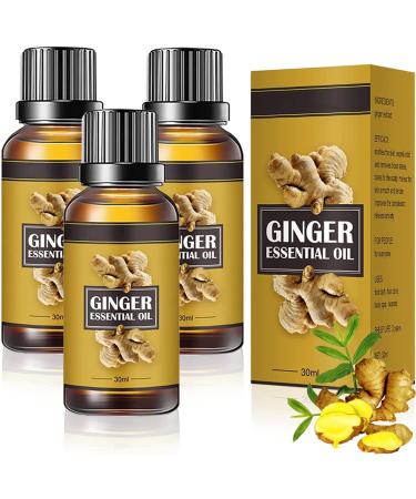 (30ML X 3PCS)Big Bottle Ginger Essential Oil,Belly Drainage Ginger Oil, Belly Off Massage Oil ,Ginger Oil Massage Liquid (30ML X 3PCS) Ginger 3pcs