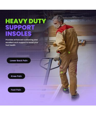 Work Boot Insoles for All-Day Comfort | Welnove Orthotic Inserts for Plantar Fasciitis & Flat Feet - Heavy Duty High Arch Support for Men & Women (Sizes M 9-11.5 / M 7.5-10 - Buy Online on GoSupps.com