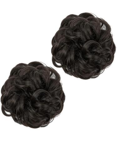SARLA 2PCS Messy Hair Bun Scrunchies Synthetic Hair Extensions for Women Girls (Black Brown) - Updo Bun Hairpieces - Buy Online on GoSupps.com