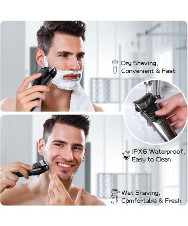 Buy Electric Shaver for Men - Rechargeable Foil Razor with Beard Trimmer LED Display Travel Lock & USB-C Charging - Perfect for Wet/Dry Shaving - Buy Online on GoSupps.com