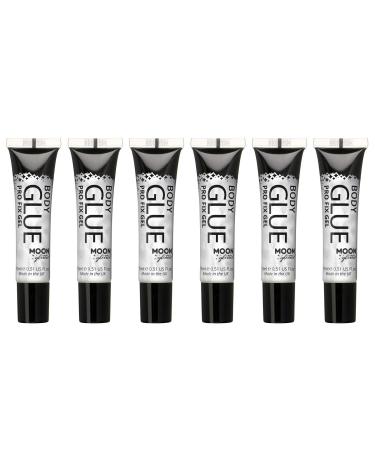 Pro Glitter Fix Gel by Moon Glow - Cosmetic Glitter Adhesive Primer for Face and body. For all glitters including fine  chunky  holographic  iridescent and bio - Set of 6