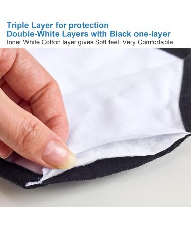 Pack of 3 Black Cloth Dust Mouth Masks - Reusable Washable 100% Cotton - Breathable & Comfortable - Buy Online on GoSupps.com
