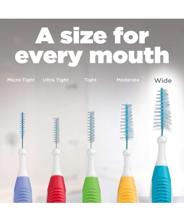 GUM Proxabrush Go-Betweens Reusable Interdental Cleaners Antibacterial Bristles Protective Travel Cap 1614D Blue Size 5 Wide 8 Count Wide 1 count (Pack of 8) Blue - Buy Online on GoSupps.com