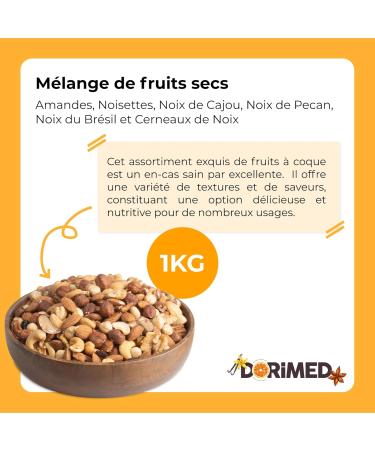 M lange de Fruits secs 1 Kg (Amandes Noisettes Noix de Cajou Noix de Pecan Noix du Br sil et Cerneaux de Noix ) sac refermabe - Buy Online on GoSupps.com
