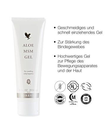 Forever Aloe MSM Gel - 40% Aloe Vera Sulfur Ointment for Athletes | Natural Connective Tissue Support | Dermatest Certified 118ml - Buy Online on GoSupps.com