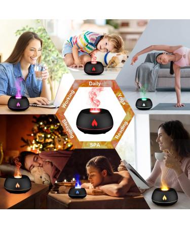 Wodasi Flame Aroma Diffuser - 130ml Essential Oil Humidifier for Home Office & Yoga | Waterless Auto Shut-Off | Kids Room Fragrance (Black) - Buy Online on GoSupps.com