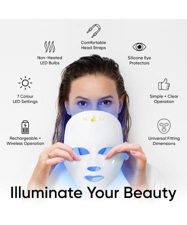 LED Mask Light Therapy - 7 Color Wireless Device for Anti-Aging Wrinkles Breakouts & Pigmentation - Home Skincare Blue Red Light Therapy - Buy Online on GoSupps.com