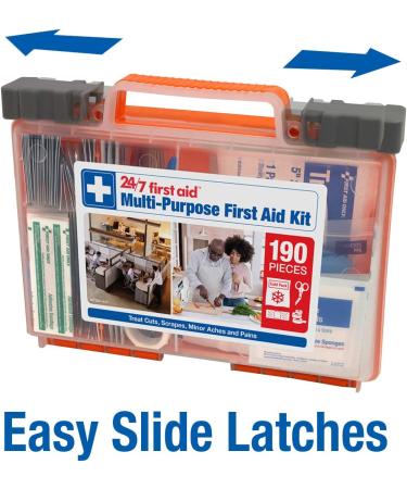 190 Piece First Aid Kit - Plastic Case | Essential Emergency Medical Supplies - Buy Online on GoSupps.com