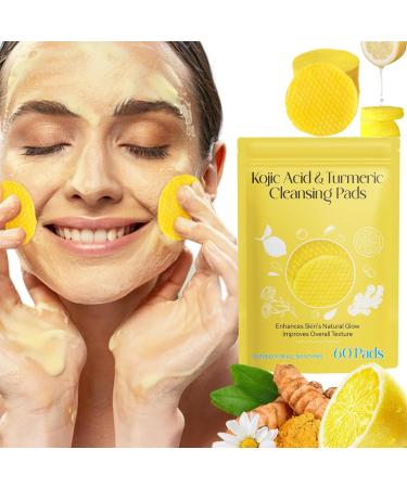Turmeric Cleansing Pads Kojic Acid and Turmeric Cleansing Pads Turmeric Kojic Acid Cleansing Pads Helps Balance Skin Oil And Water Gentle & Non-Irritating for Face and Body(1Pack /60PCS)