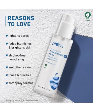 Plum 3% Niacinamide Toner with Rice Water | Vitamin B3 with Japanese Fermented Rice Water | For Clear Blemish-Free Bright & Hydrated Skin | Refines & Tightens Pores | Fragrance-Free | all skin types - Buy Online on GoSupps.com