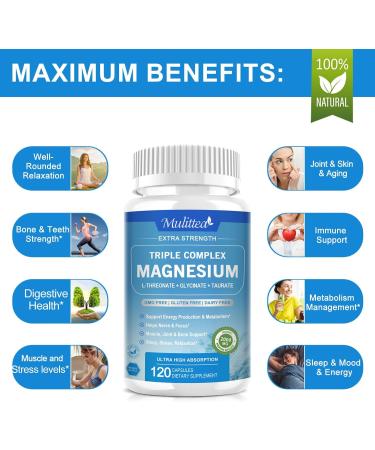 Max Absorption Magnesium L-Threonate Complex 2000mg - Nerv Calm & Mood Support Supplement - 120 Count - Buy Online on GoSupps.com