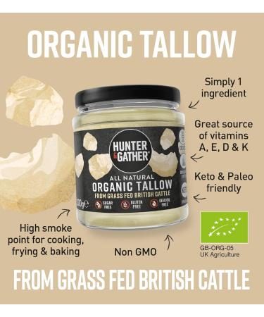 Organic Grass Fed British Beef Tallow 300g | Hunter & Gather | Gluten-Free, Seed Oil-Free | Keto, Paleo | 100% Pure Ancestral Nutrition - Buy Online on GoSupps.com