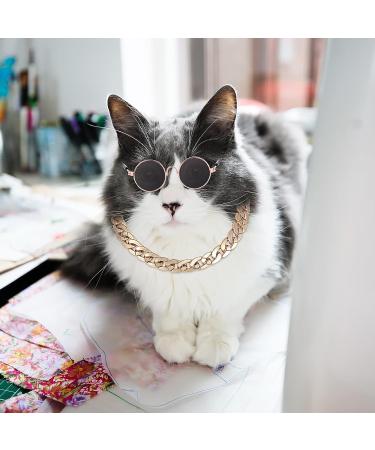 Molain Cat Sunglasses Gold Chain Costume Decorations - UV Protection Retro Black Sunglasses with Rose Gold Chain for Cosplay and Photo Props - Buy Online on GoSupps.com