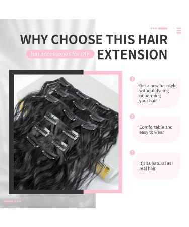 FLUFYMOOZ 24 Inch Natural Black Clip In Hair Extensions - Long Mermaid Waves Synthetic Hairpiece for Women - Buy Online on GoSupps.com