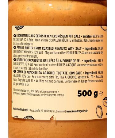 KoRo - Salted peanuts 500g - Vegan - Museum of roasted peanuts and a pinch of salt - No palm oil and no added sugar* - Protein source - Buy Online on GoSupps.com