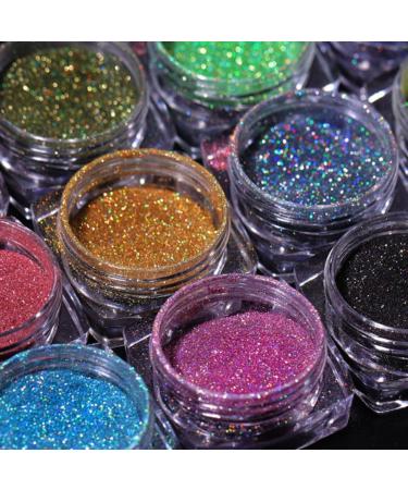 Gzmayuen Holographic Chrome Nail Powder Set - 12 Colors Laser Glitter for Stunning Nail Art | International Shipping Available - Buy Online on GoSupps.com