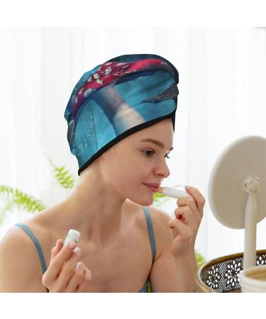 Fantasy Mushrooms Microfiber Hair Towel | Super Absorbent Coral Velvet Wrap for Long Curly & Thick Hair - Buy Online on GoSupps.com