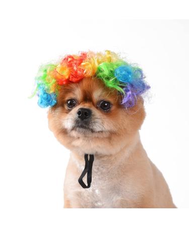 Funny dog wig cat role play wig Halloween Christmas parties firm for pets wig small medium and large dogs wig (colored clowns)