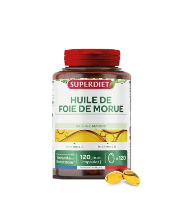 SUPERDIET - COD LIVER OIL - Source of Vitamin A and Vitamin D - Nutritherapy - Packaged in France - 120 capsules