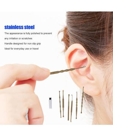 Pssopp Ear Scoop Set - Premium Stainless Steel Earwax Remover Kit for Home & Travel - Golden - Buy Online on GoSupps.com