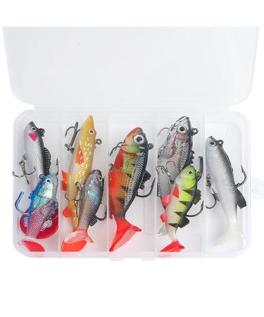 Realure 8 pieces/box rubber fishing bait set lively soft fishing bait rubber bait enclose pike bait perch bait spin fishing bait 3D eyes artificial bait for fresh water salt water