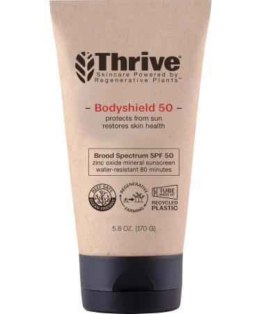 Thrive Natural Body Mineral Sunscreen SPF 50, 5.8 Ounces - Water Resistant Reef Safe Sunscreen with Broad Spectrum Clear Zinc Oxide Sun Block - Vegan, Plant Based Tube & Made in USA Body 5.8 Ounce (Pack of 1)