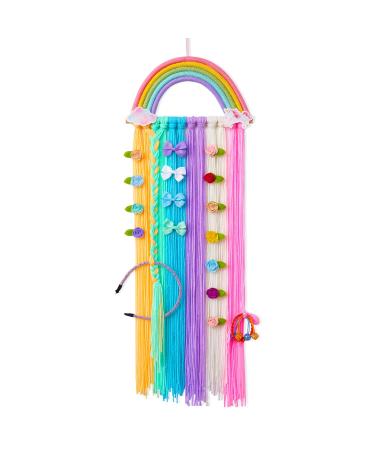 FIOBEE Rainbow Hair Bows Holder Organizer Unicorn Clips Storage Headband Holder Unicorn Wall Hanging Home Décor for Baby Girls Room Multi-colored