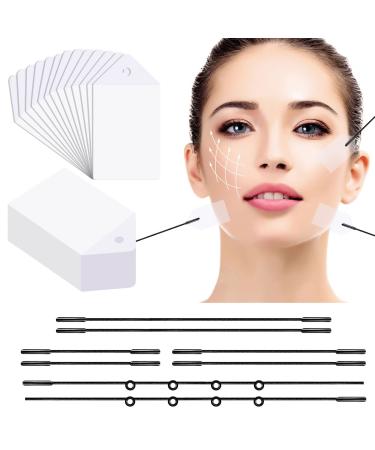 CLOXENY Face Lift Tape 60pcs Face Tape Lifting Invisible Face Lift Tape Invisible Facelift Tape For Face Invisible With Bands&String Instant Face Lift and Neck Tape Wrinkle Patches for Saggy Skin face lift tape 60pcs