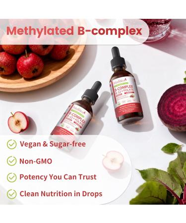 Methylated B Complex - 5000 mcg Methylcobalamin B12 & 5-MTHF Folate 1000 mcg - Vitamin B Complex Liquid Drops with B3 B6 Beetroot Hawthorn - Energy Focus Heart & Brain Sugar-Free 2 Fl Oz 2 Fl Oz (Pack of 1) - Buy Online on GoSupps.com