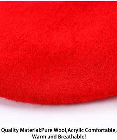 6-Piece Wool Beret Hat Set with Silky Scarf Brooch - Black and Red - Buy Online on GoSupps.com