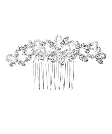 Rumyve Crystal Wedding Hair Comb Flower Silver Bridal Headdress Pearl Crystal Bridal Hair Piece Bridal Hair Accessories Stylish Vintage Elegant Ladies Hair Accessories