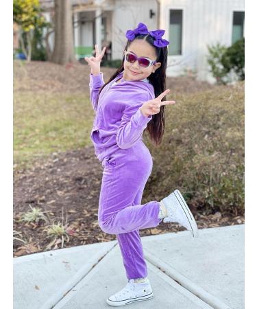 Arshiner Girls Velour Tracksuit Hoodie and Jogger Set - Purple | Size 13-14 Years - Buy Online on GoSupps.com