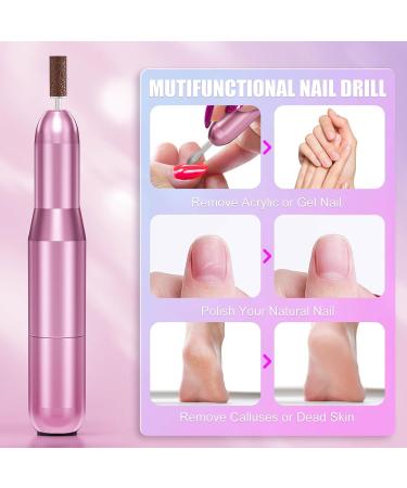 Guiseapue Electric Nail Files Gift Set for Women - Portable Manicure Pedicure Kit for Acrylic Gel Nails with Sanding Bands and Bits - Pink - Buy Online on GoSupps.com