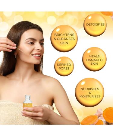 Turmeric Oil for Face & Body - All Natural Skin Brightening Serum for Dark Spots, Acne, and Scars - Pure Turmeric Skincare Treatment - Buy Online on GoSupps.com